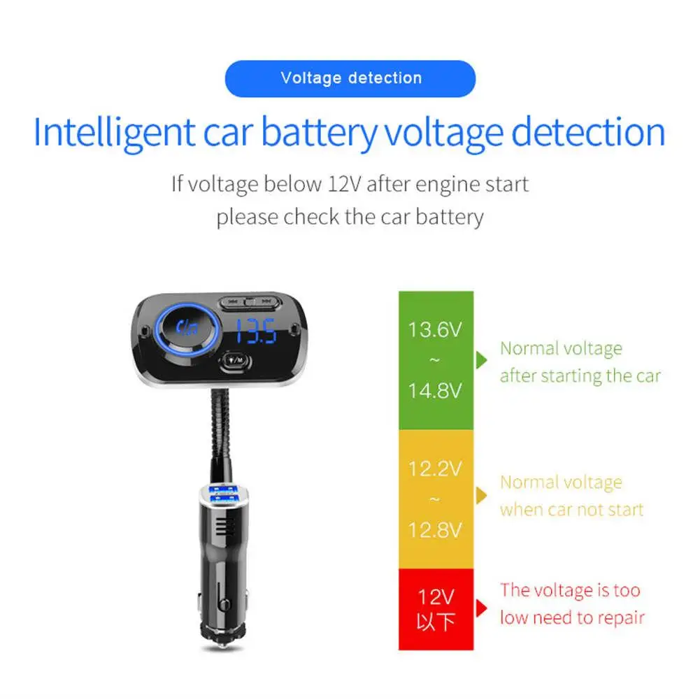 Fm-передатчик Aux модулятор Bluetooth громкой связи Автомобильный Комплект двойной USB зарядное устройство Поддержка SIRI/Google голосовой помощник автомобильный fm-передатчик