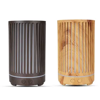 

New 200ml Essential Oil Diffuser Vertical Hollow Stripes Wood Grain Air Humidifier Aromatherapy Mist Maker with 7 LED Light