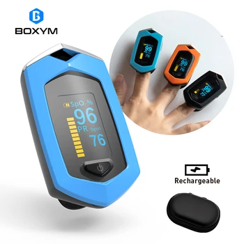 BOXYM-oxímetro De pulso para Dedo, Digital, recargable, médico, pulsioxímetro De modo SpO2 PR OLED, Monitor De ritmo cardíaco CE