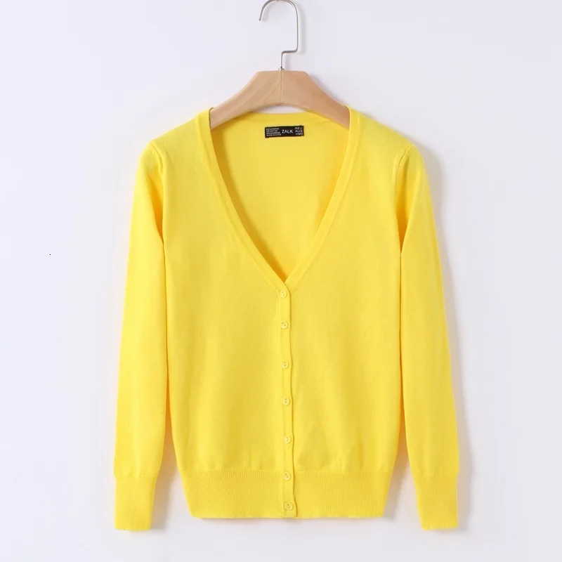 Women's Amazing V-Neck Long Sleeves Cardigan-Yellow
