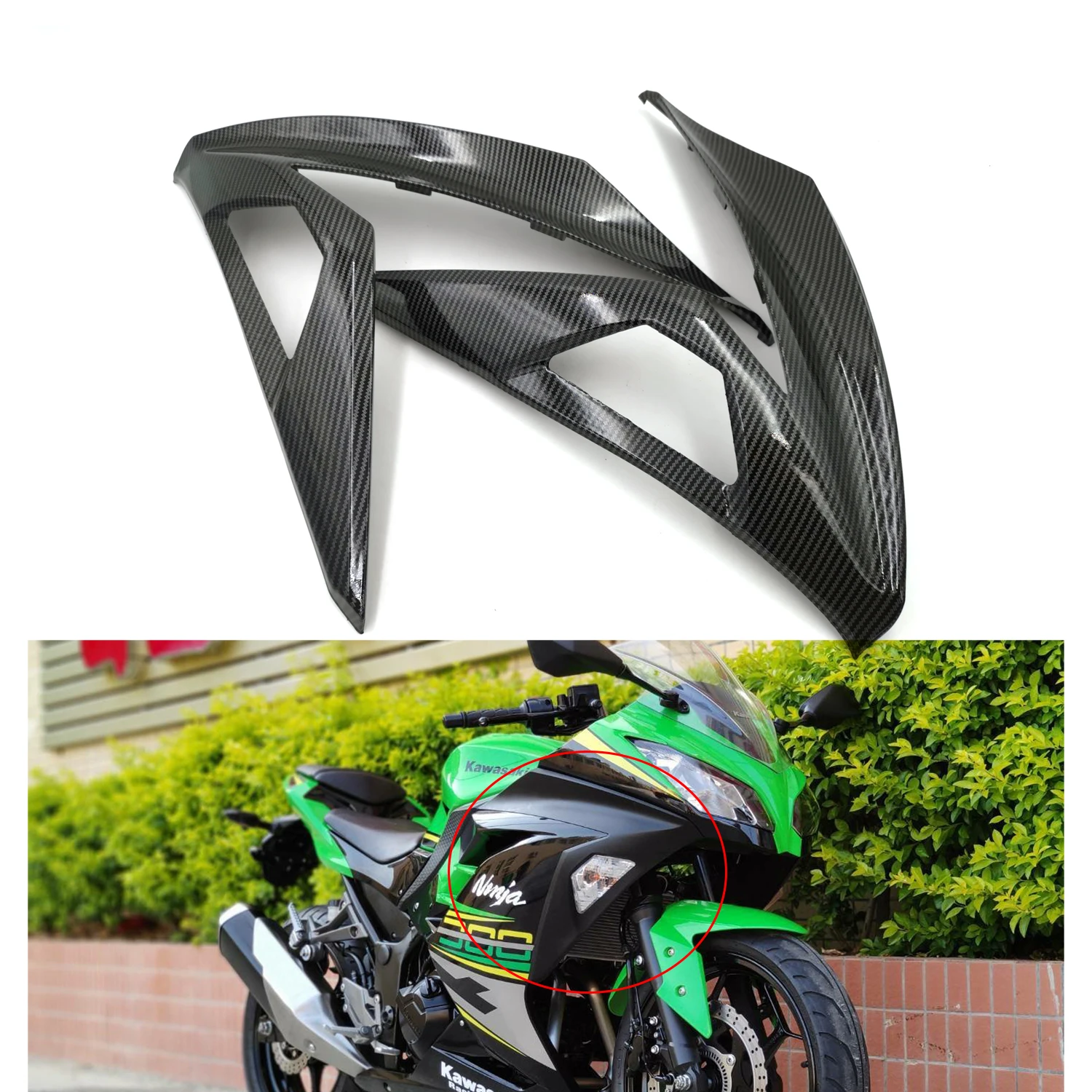 

Motorcycle Carbon Fiber Look Side Fairing Panel Cowl Turn Singal Light Cover For Kawasaki Ninja 300 2013 2014 2015 2016 2017