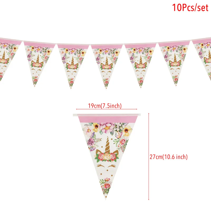 Paper Unicorn 1st Birthday Banner Happy Birthday Party Decorations Kids Little Mermaid Flag Baby Shower Banner Wedding Garland