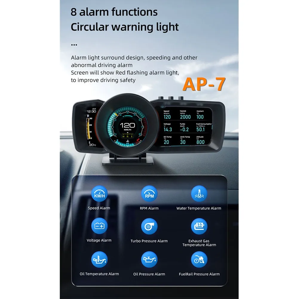 AP-7 HUD Дисплей для приборной панели OBD/GPS система двойного привода