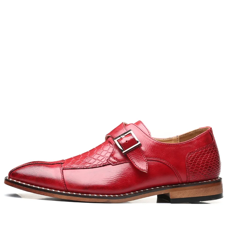 Misalwa мужские туфли наивысшего качества на ремешке; модельные туфли ручной работы из импортной кожи; деловые официальные туфли размера плюс - Цвет: Red
