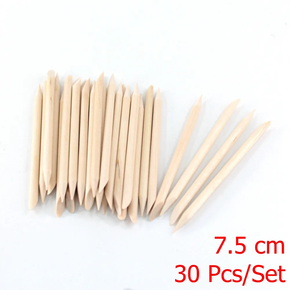 10/30/50 Pcs Orange Wood Sticks For Cuticle Pusher Nail Art Cuticle Remove Tool Double-end For Nails Manicure Pedicure Tools - Color: 7.5cm 30pcs