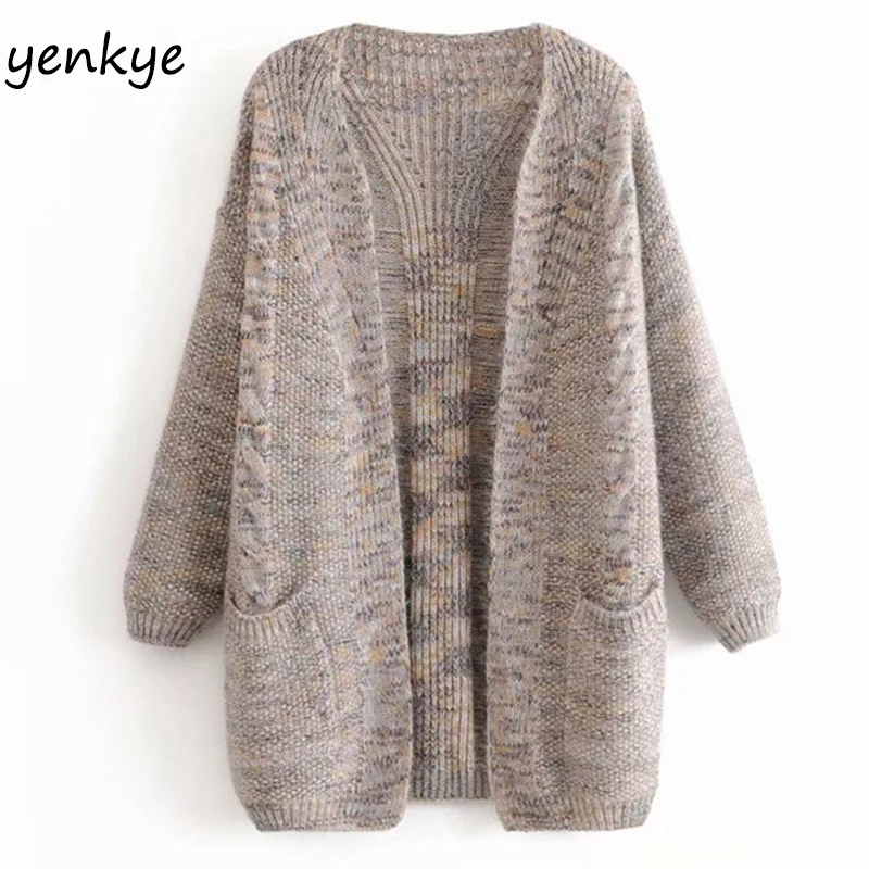 2019 Women Twist Double Pockets Cardigan Sweater Female V Neck Long Sleeve Casual Autumn Outerwear Plus Size sueter mujer |
