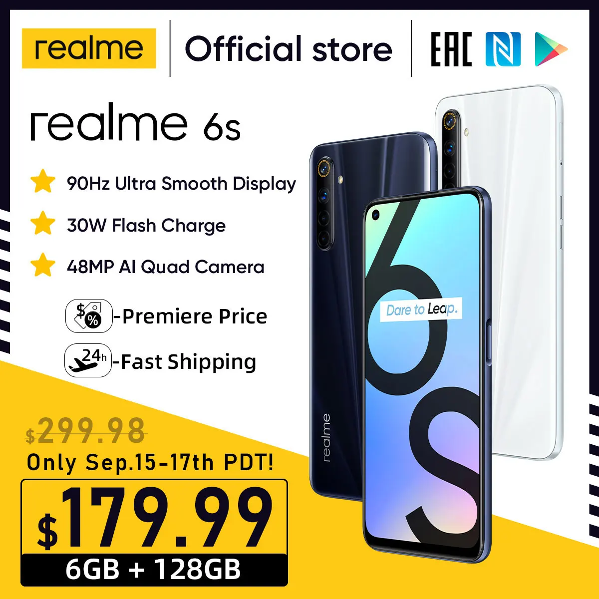  Realme 6s смартфон 90 Гц 6,5 дюймов FHD + дисплей телефон 6 ГБ 128 Гб мобильный телефон 48MP Qual камеры Android 4300mAh 30W changer 