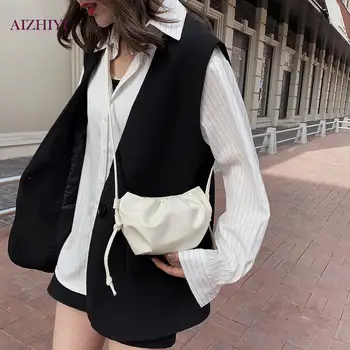 

PU Leather Handbag Day Clutches Solid Messenger Bags Women Cloud Shoulder Bag Fashion Exquisite Shopping Bag