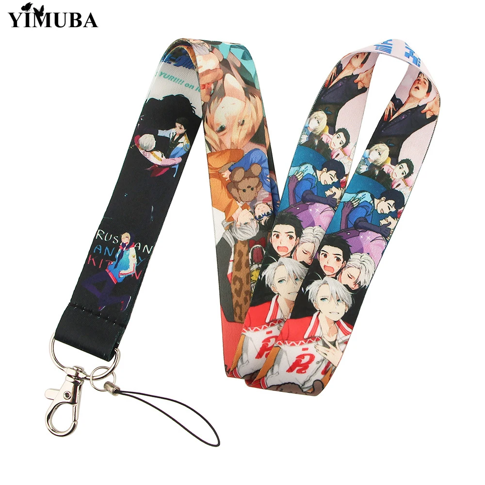 Yuri!!! On Ice Lanyards Keychain Cosplay Victor Nikiforov Yuri Katsuki Cartoon Print Ribbon Neck Straps Mobile Phone Accessories | Украшения