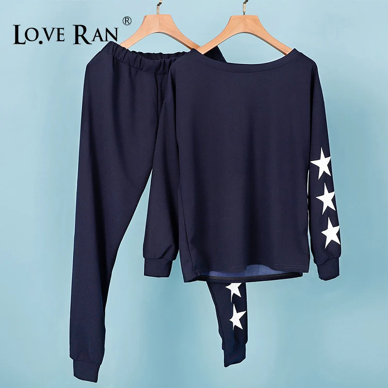 

Women's Stars Printed Blouse and Pants Sets O-Neck Long Sleeve Elastic Trousers Female Set 2020 Spring Autumn Casual Ladies Suit