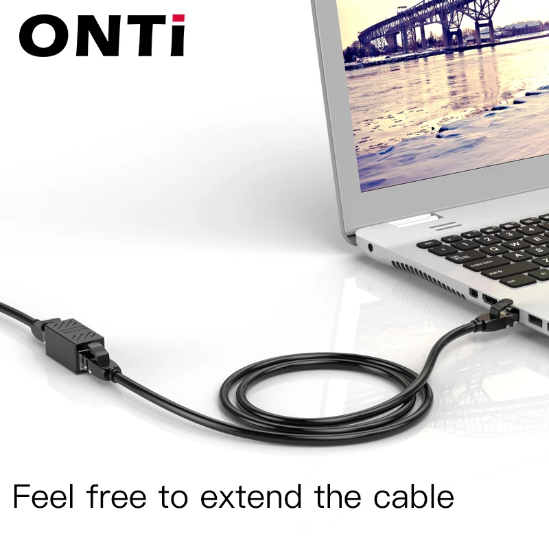 ONTi RJ45 conector Cat7/6/5e adaptador Ethernet 8P8C Cable extensor de red para Cable Ethernet hembra a hembra