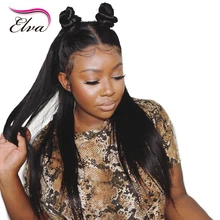 Волосы ELVA 360 синтетический фронтальный парик прямые человеческие волосы парик бразильские волосы remy с волосами младенца предварительно выщипанные волосы для черных женщин