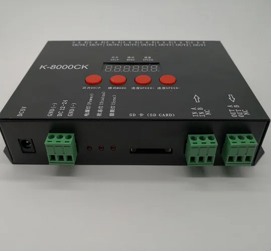 Led SPI K-8000CK controller support more channel SD card program LEDedit IC LPD6803,TM1809,WS2801,WS2811,TLS3001,UCS1903