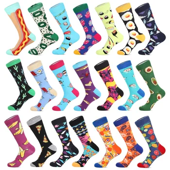 

Fashion Mens Socks Funny Novelty Combed Cotton Warm Colorful Fruit Sushi Pizza Dress Work Long Socks Christmas Gift For Him
