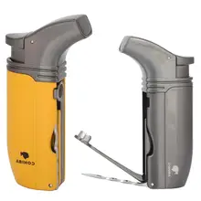 COHIBA металлическая ветрозащитная Зажигалка Бутановая Зажигалка 2 Факел пламени Роскошные газовая зажигалка зажигалки Jet Flame W/сигары удар