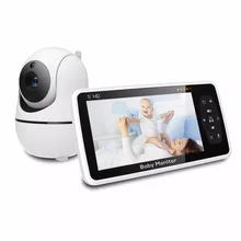 New 5 inch Video Baby Monitor with Camera and Audio, 4X Zoom, 22Hrs Battery, 1000ft Range 2-Way Audio Temperature Sensor Lullaby