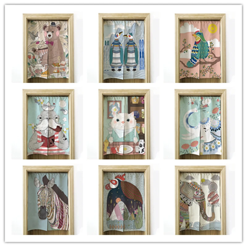 

Animal curtain cotton linen art bedroom living room partition curtain porch half curtain bathroom curtain kitchen shade