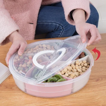 

Creative Fruit Tray Candy Box With Cover And Drain Fruit Tray Multi-Functional Snack Plastic Tray Living Room Outdoor Candy Box