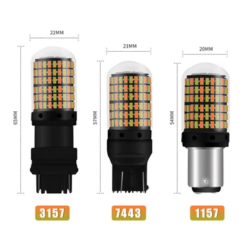

2-Pack DC Dual Color p21/5w 1157 BAY15D 3014 168 SMD 3157 7443 W21W Switchback Led Bulbs DayLight Turn Signal Light White Amber