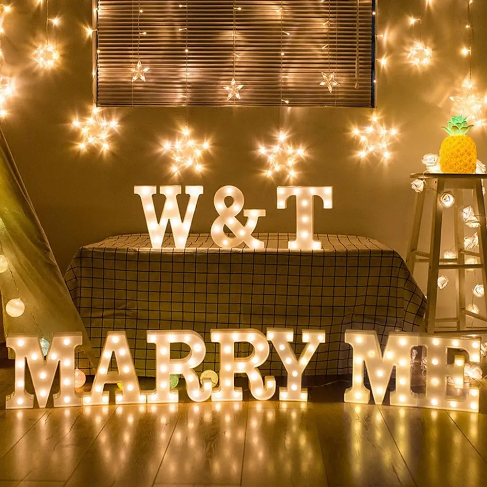  3D LED Night Lamp 26 Letter 0-9 Digital Marquee Sign Alphabet Light Wall Hanging Lamp Indoor Decor  - 4000155497653