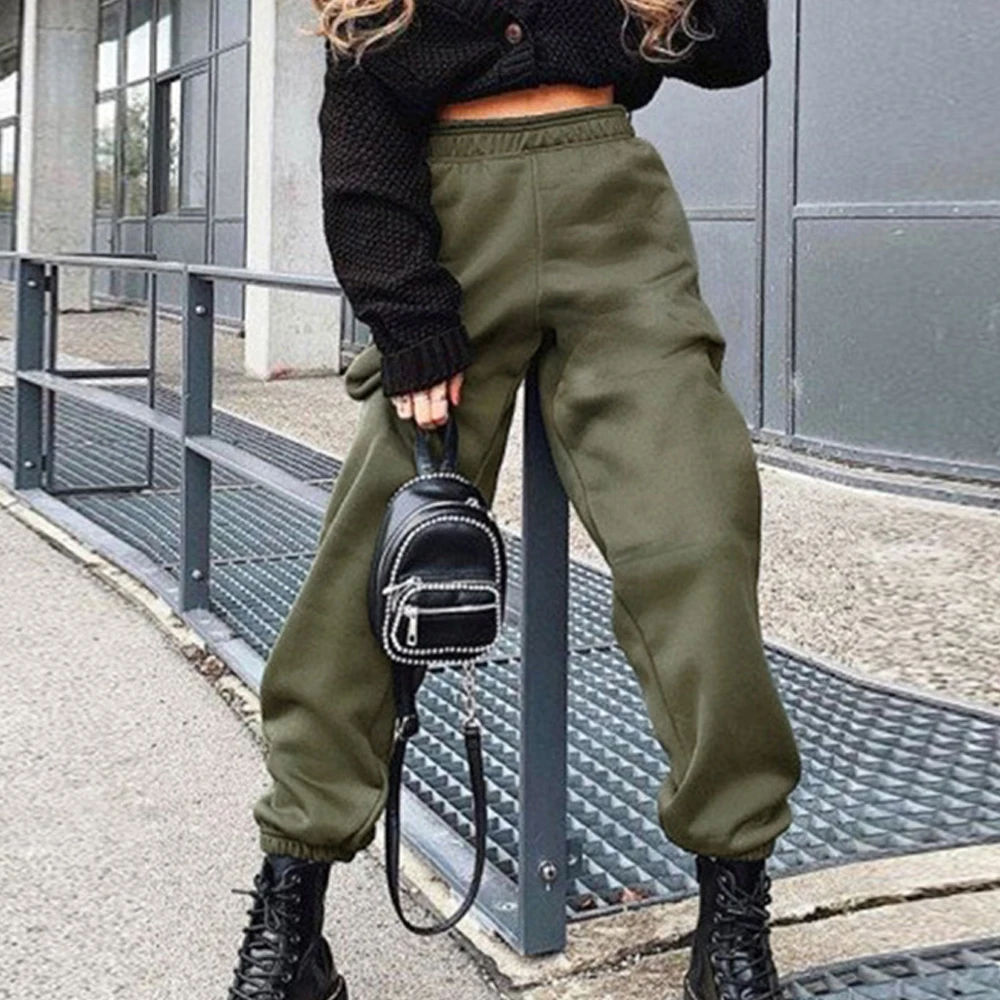 

Autumn Winter Women Casual Sport Pants Thicker Solid Jogger Pants FemalePockets Tracksuit Soft Ladies Sweatpants Baggy Trousers