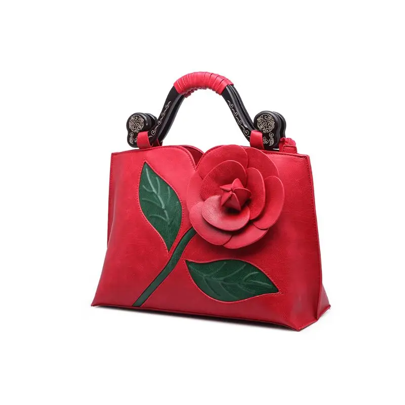 

Vintage Rose Pattern Handbag Top Handle Satchel Tote Clutch Bag for Women Ladies Evening Party Wedding Decor Accessories M5TE