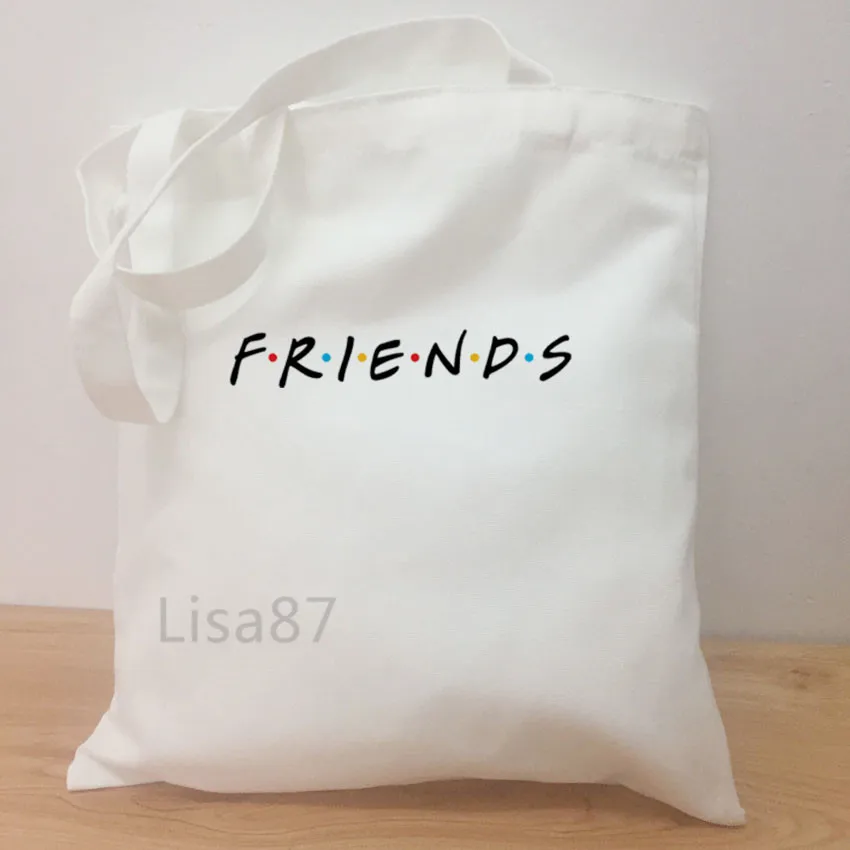 Холщовые сумки на плечо с буквенным принтом для друзей, Harajuku, модные сумки для ТВ-шоу для женщин, Большая вместительная сумочка, сумочка, женская сумка - Цвет: C2