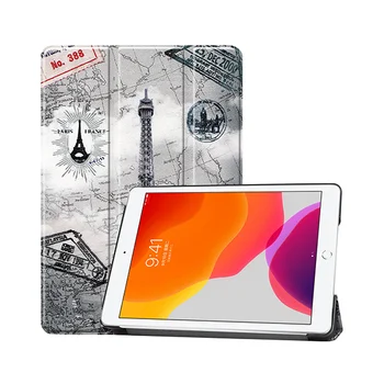 

For New IPad 10.2 2019 7th Generation Funda Magnetic Folding Flip Stand PU Leather Smart Cover for IPad 10.2 inch Case+Film+Pen