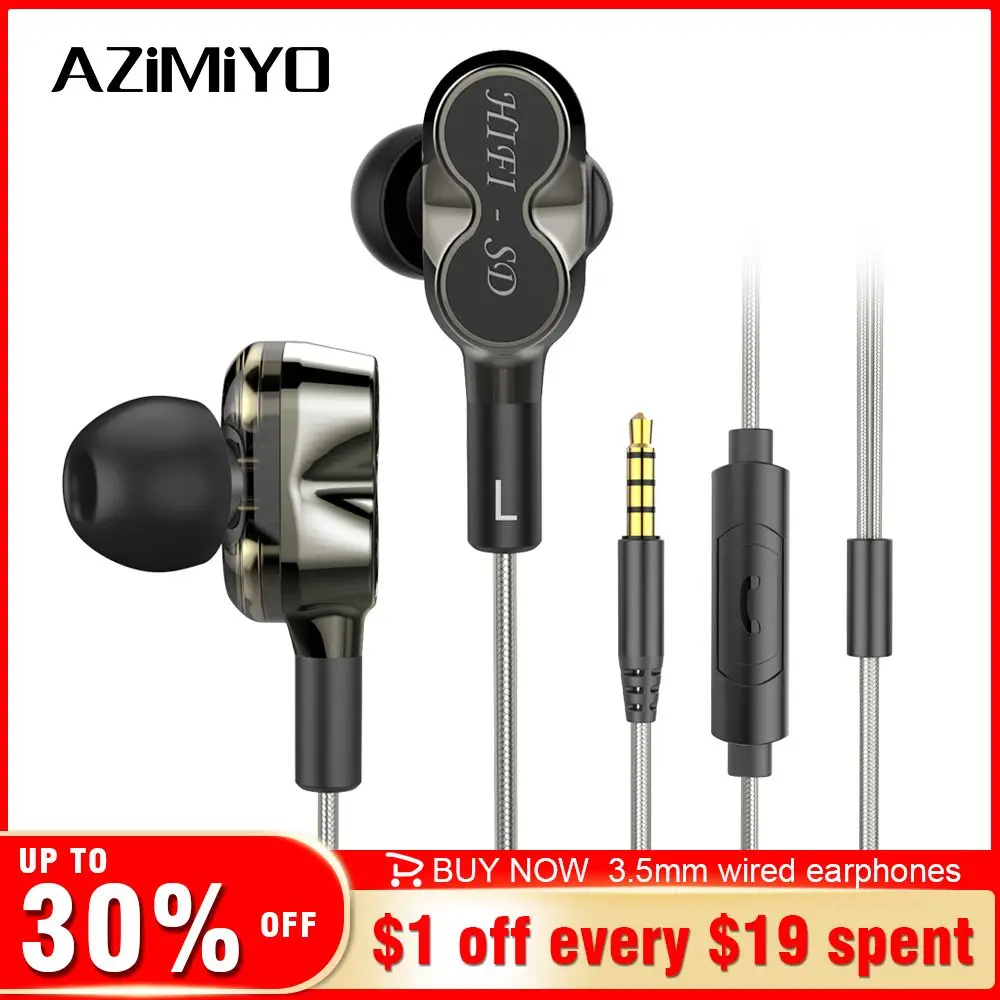 AZiMiYO AD10 наушники-вкладыши с глубокими басами для шумоизоляции микрофоном