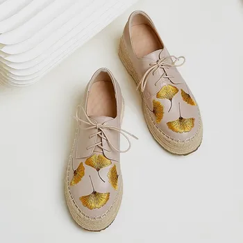 

MLJUESE 2020 women pumps autumn spring Cow leather black color lace up Embroider round toe platform wedges pumps lady shoes