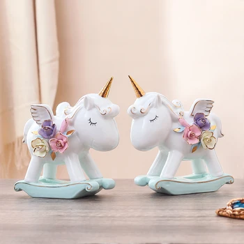 

Porcelain unicorn cute home decor crafts ornaments for living room decoration accessories desktop ceramic animal figurines