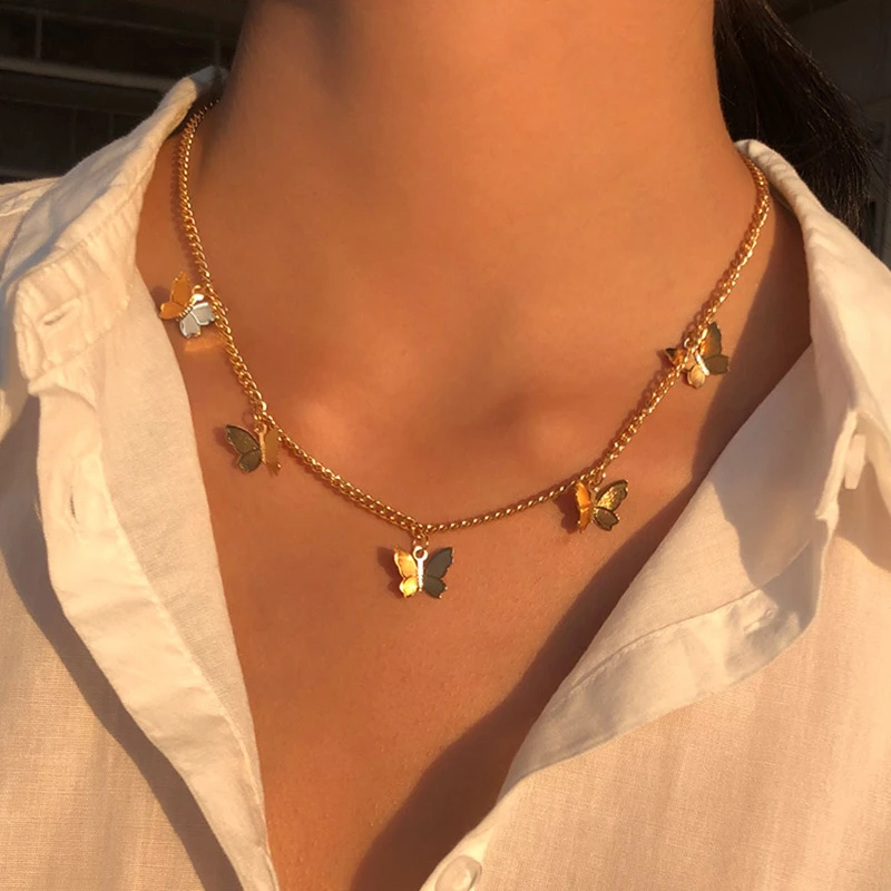 Butterfly Pendant Necklace Gold-Chain Party Jewelry Gift Top-Selling Best-Quality Girl