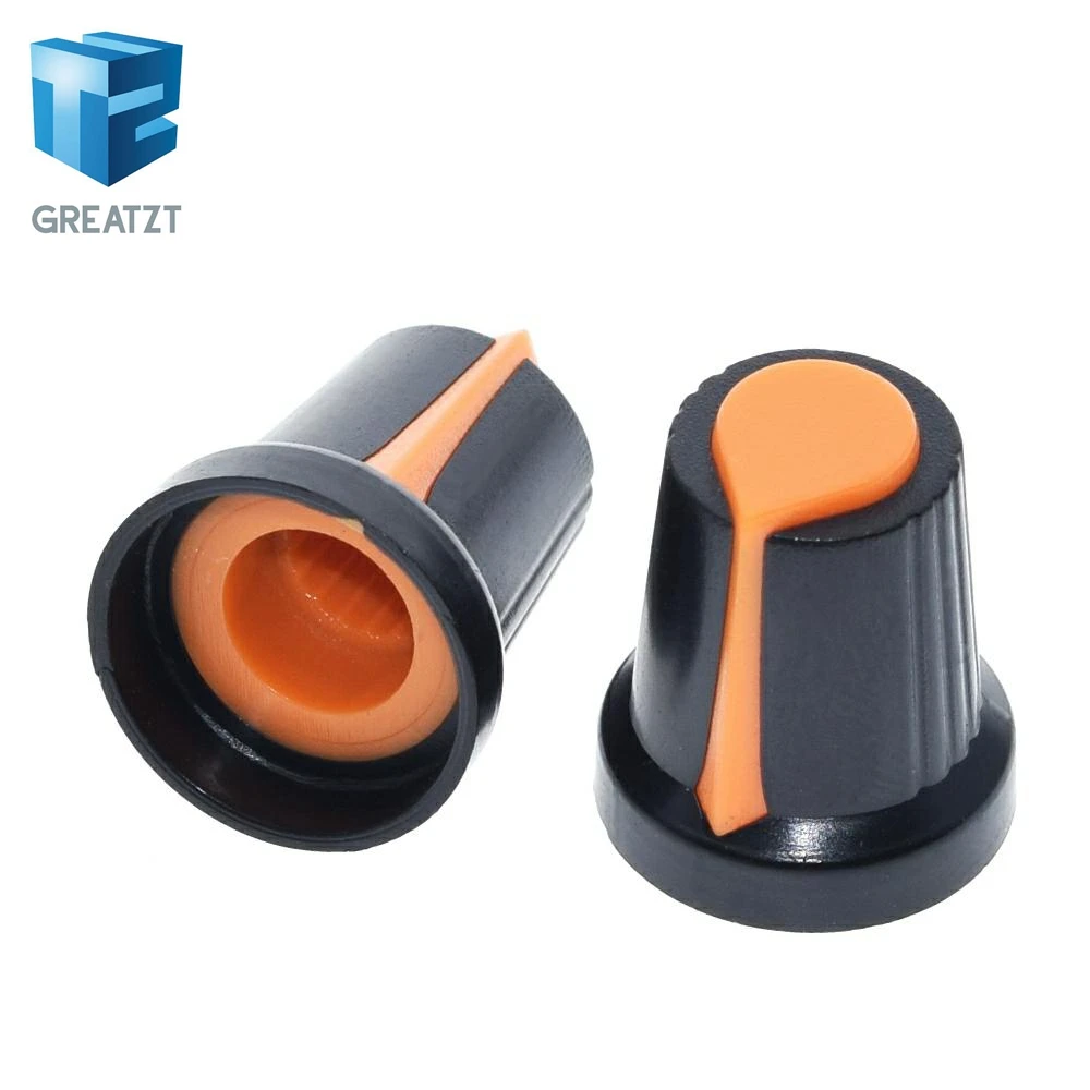 Potentiometer Knobs 25PCS/lot WH148 potentiometer knob cap(copper core) 15X17mm 6mm Shaft Hole AG2 Yellow Orange Blue White Red 5value*5PCS=25PCS