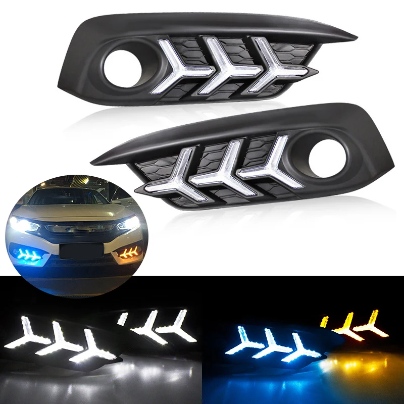 2 шт./компл. дневные ходовые огни DRL Противотуманные фары для Honda Civic поворотные сигнальные огни автомобиля Стайлинг запасные части