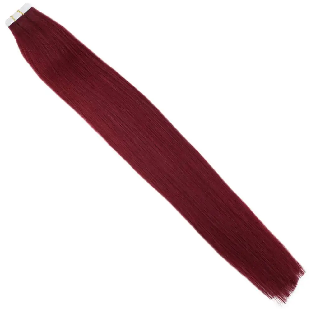 VeSunny ПУ лента на/лента в наращивание волос настоящие человеческие волосы темно-красный#530 машина сделано европейские волосы Remy 50гр