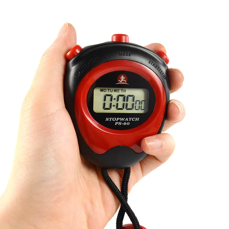 3X Handheld Digital LCD Stopwatch Sport Counter Chronograph Timer Odometer Black 