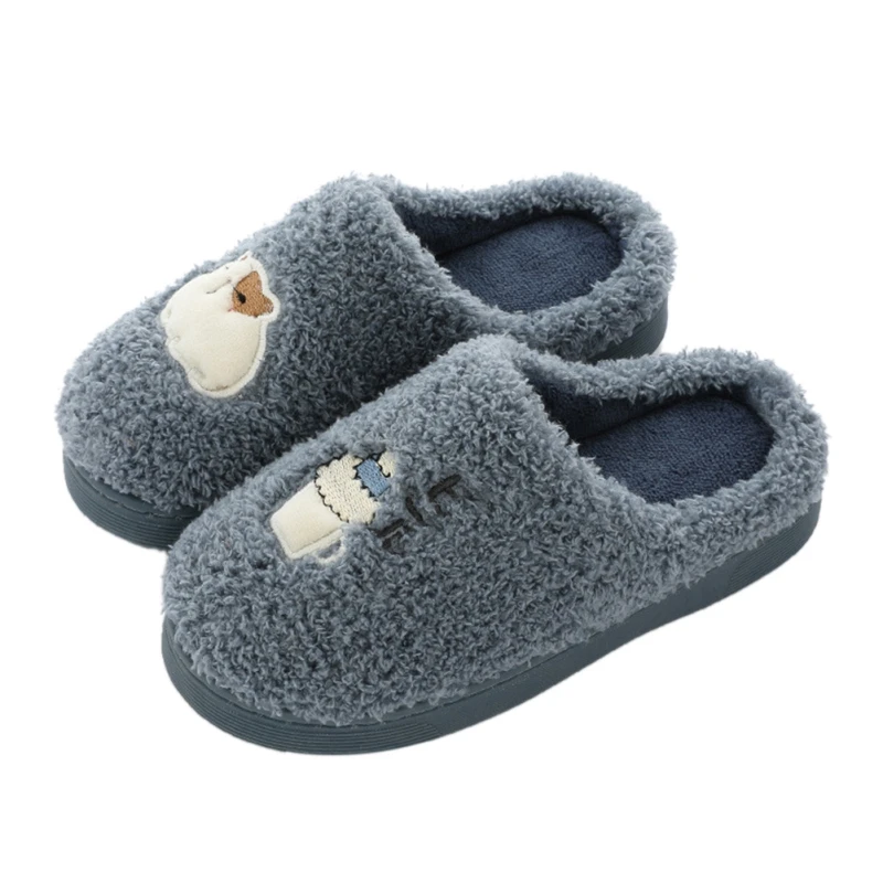 Детские домашние тапочки из хлопка для маленьких мальчиков и девочек; домашняя нескользящая обувь с рисунком; милая плюшевая теплая детская обувь - Цвет: ZL