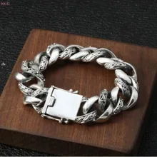 S925 стерлингового серебра моды гегемония Преувеличение мужской браслет индивидуальный тайский серебряный грубый браслет для мужчин