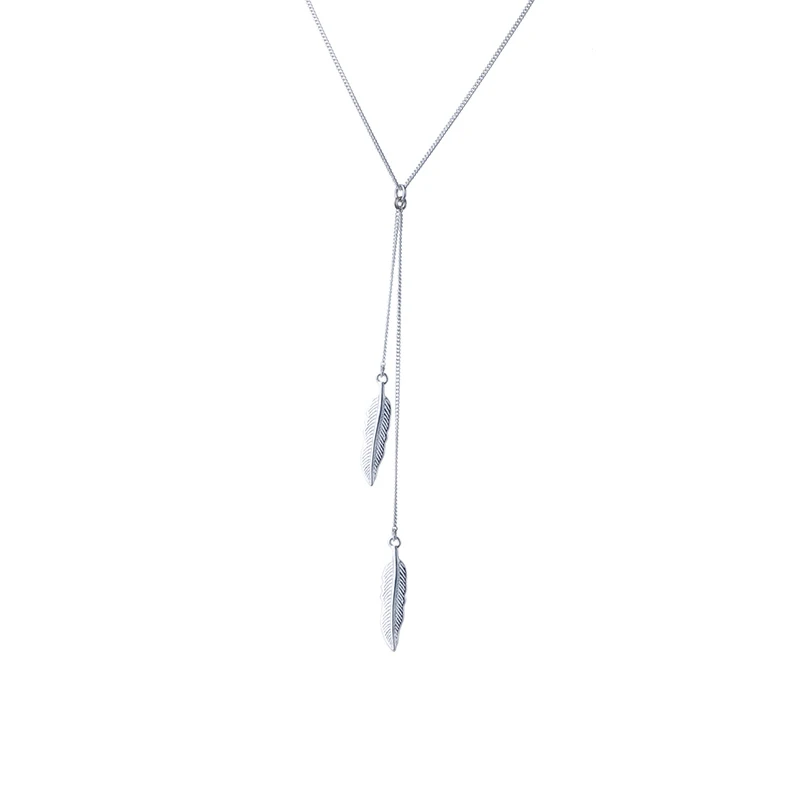 SA SILVERAGE модные ювелирные серьги Настоящее серебро 925 проба Висячие серьги для женщин Изящные Ювелирные изделия кисточка с длинными перьями для женщин - Цвет камня: Necklace