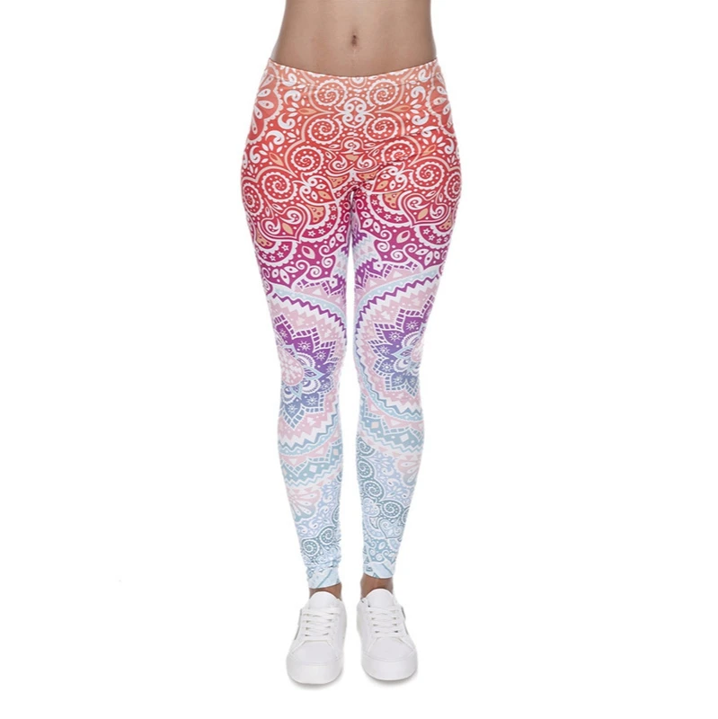 

Brands Women Fashion Legging Aztec Round Ombre Printing leggins Slim High Waist Leggings Woman Pants /40