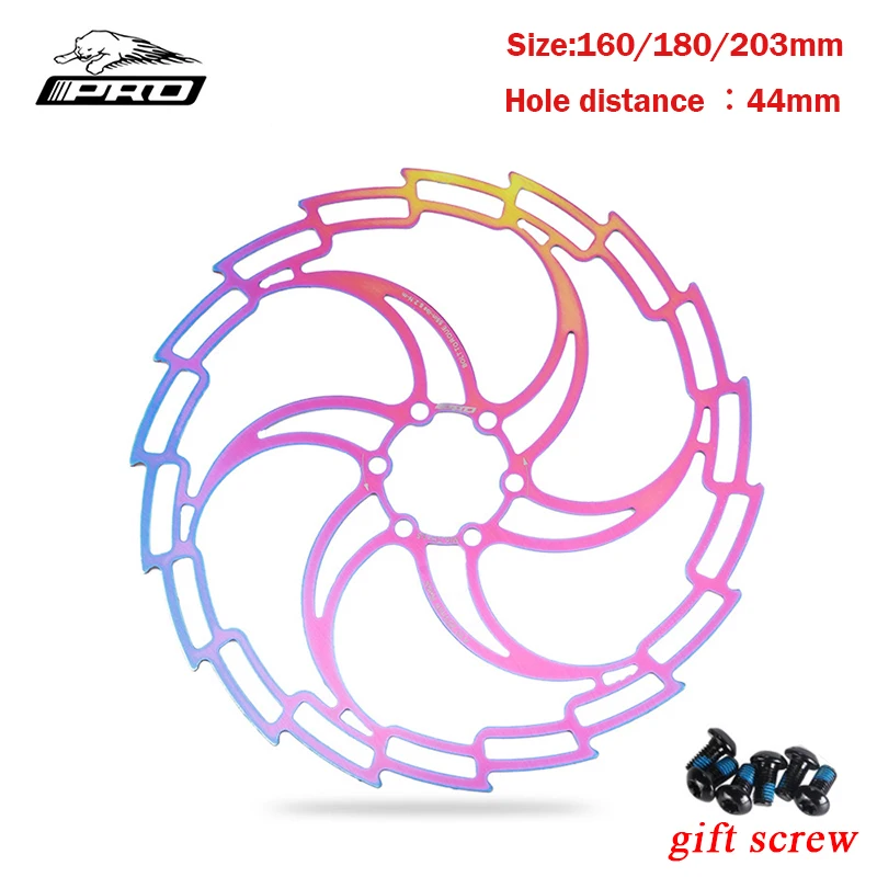 

2021 Iiipro colorido flutuante disco de freio da bicicleta rotor disc160/180/203mm seis prego disco freio placa