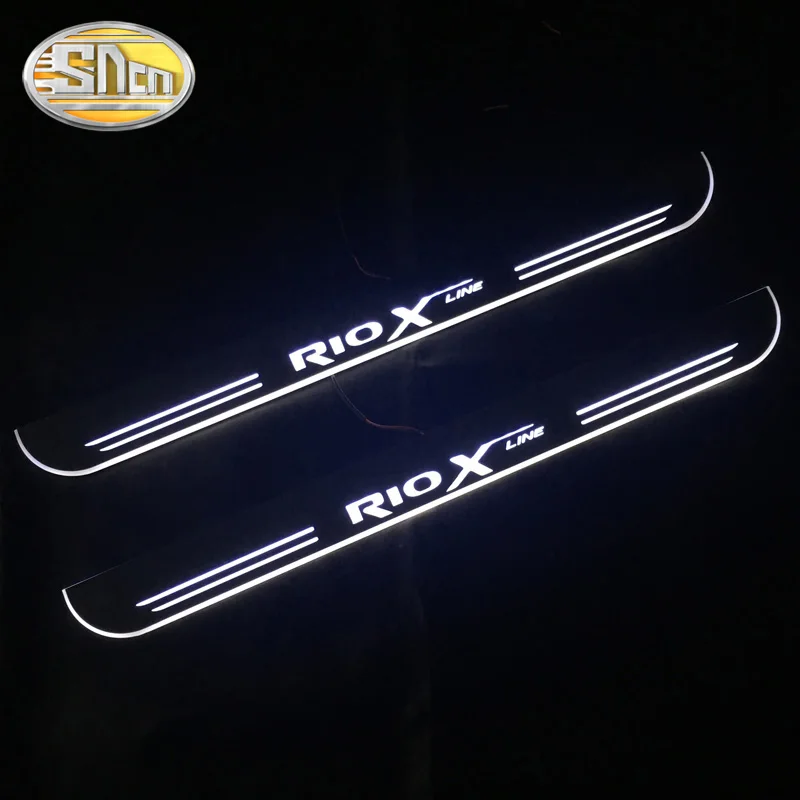 

SNCN 4PCS Acrylic Moving LED Welcome Pedal Car Scuff Plate Pedal Door Sill Pathway Light For Kia Rio X-line X line 2018 2019