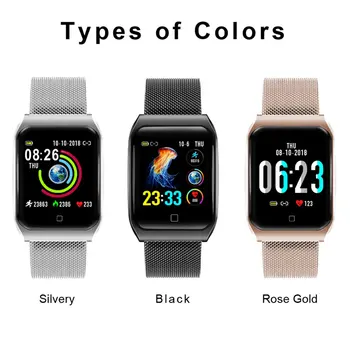 

F9 Color Screen Smart 1.3 Waterproof Metal Bracelet Motor Function 200Mah Remote Care Function Body Health Value