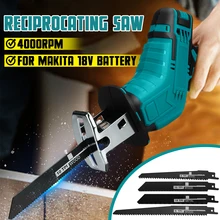 18v 4000 rpm/min sem fio elétrico alternativo serra de velocidade variável ferramenta de corte madeira do metal serra elétrica para makita 18v bateria
