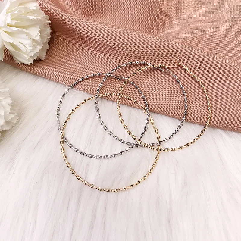 Новая мода Hyperbole String витая спираль большие круглые серьги для женщин женские большие кольца массивные Серьги очаровательные ювелирные изделия Размер 8 см