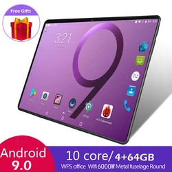 Tablette de 10 pouces avec système Android 9.0, HD, 4G, Wifi, double carte SIM, caméra arrière, Bluetooth, dernier modèle 