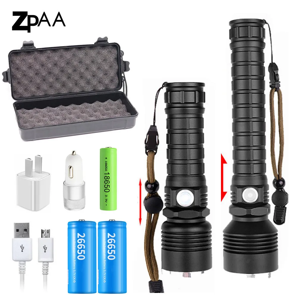 18650 26650 XHP70.2 мощный светодиодный фонарик XLamp XHP50 перезаряжаемый с зумом и USB XHP70