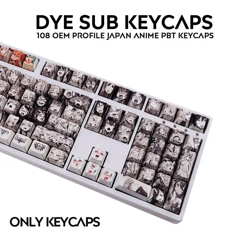 108key Ahegaoアニメキーキャップpbtキーキャップ染料昇華oem Mx用gateron Kailhスイッチメカニカルキーボード Mice Keyboards Accessories Aliexpress