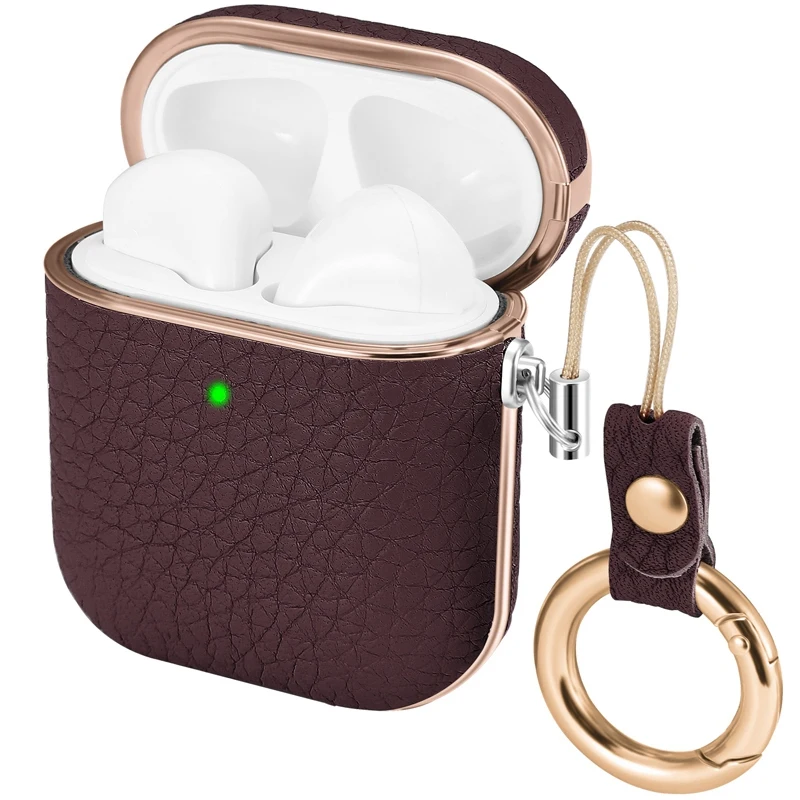 For 1 2 Generation Earphone Cover Leather Protective Cover Litchi Pattern Wireless Headphone Cases
