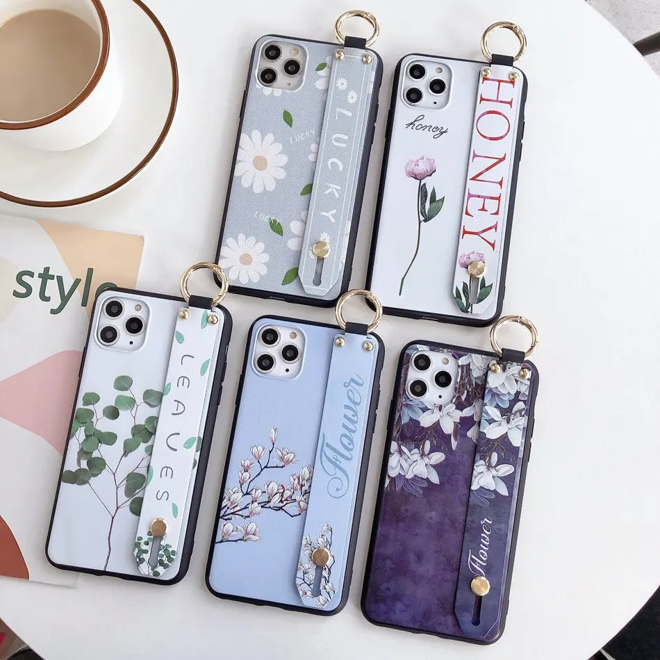 AXBETY для iPhone 11 Pro 7 6 XR 8 Plus XS MAX Модный цветочный мультяшный шнурок петля подставка чехол для телефона для iPhone X 8 6 Plus чехол